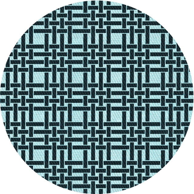Ahgly Company Tapis Rond Lavable en Machine Intérieur Transitionnel Vert Sarcelle Profond, 4 Pieds Rond