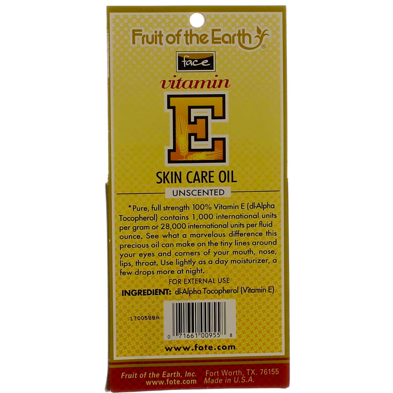 Fruit Of The Earth Vitamin E Skin Care Oil, Unscented, 0.5 oz (3 pack) (Bundle)