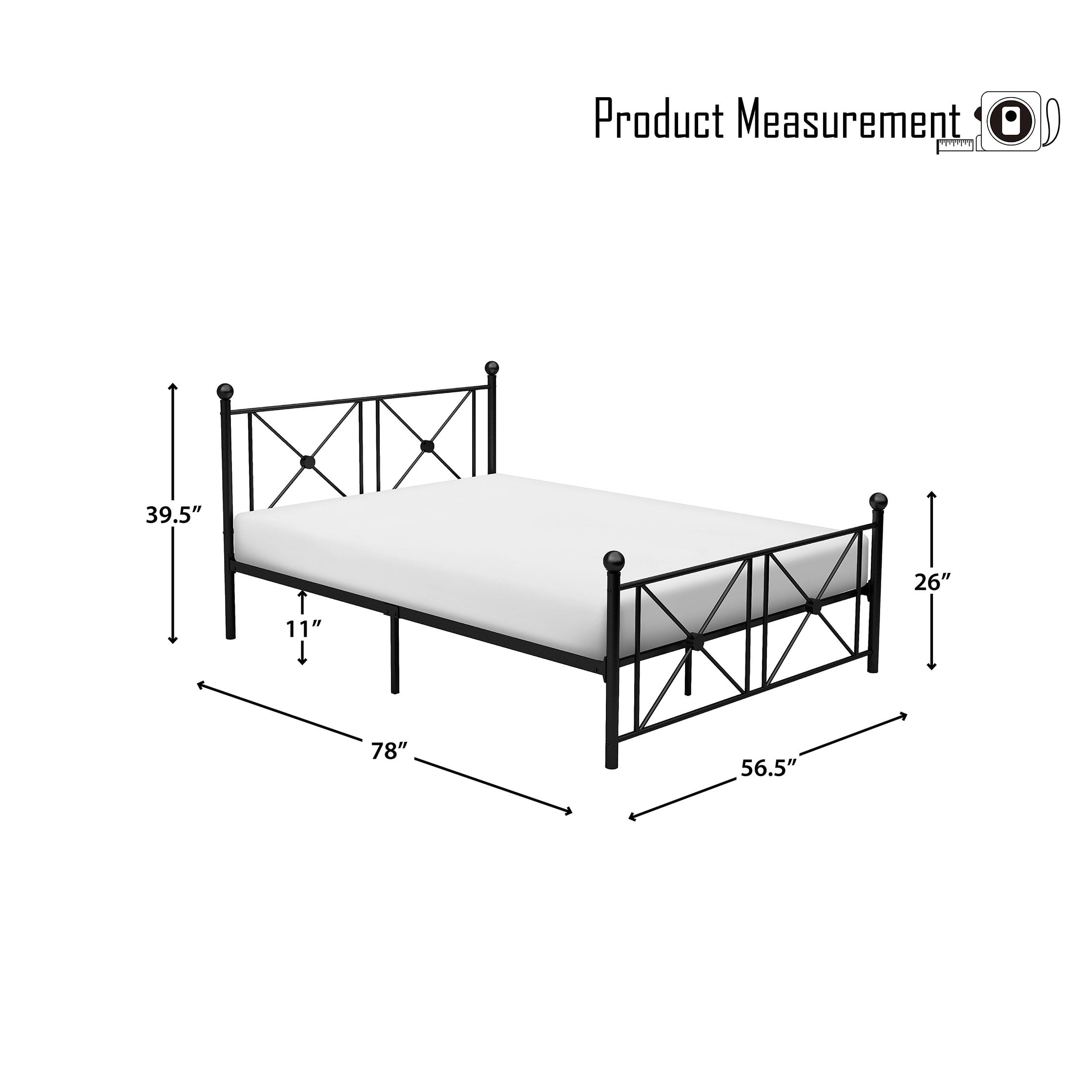 OakvillePark Hilton Open-Frame Metal Platform Bed, Full, Black