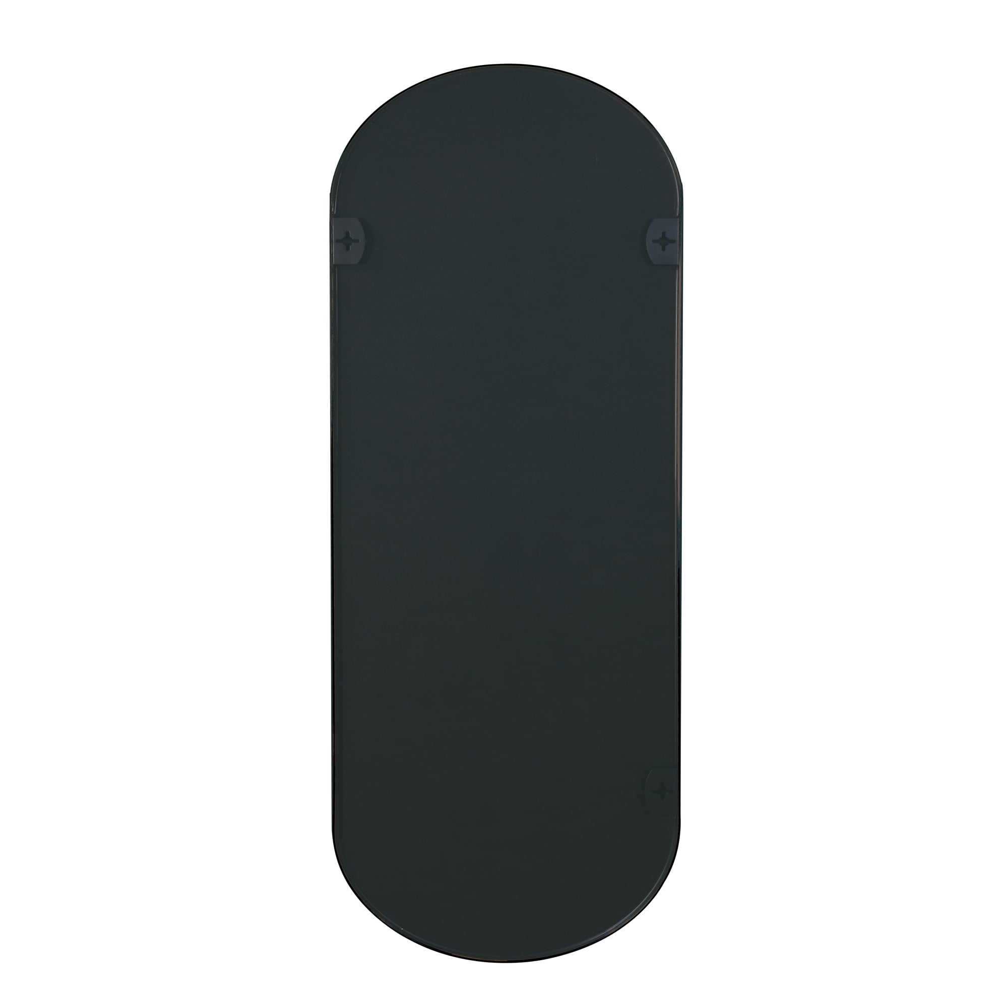 Noble House 63x20 Inch Pill-Shaped Full Length Wall Mirror, Aluminum Framed Vanity Mirror, Black