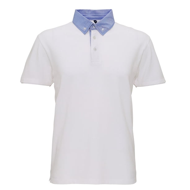 Asquith & Fox - Polo con cuello y botones en contraste para hombre (Blanco/Denim)