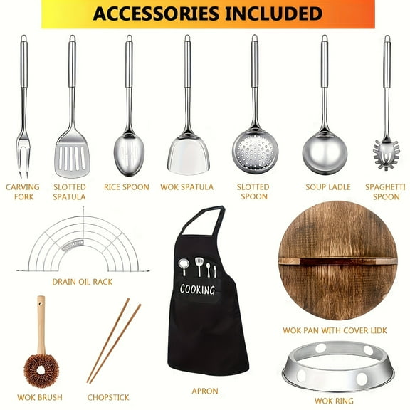 14pcs Cast Iron Cookware Set, 12.6" Frying Pan with 13 Accessories for All Stoves. Perfect Gift For 2026.