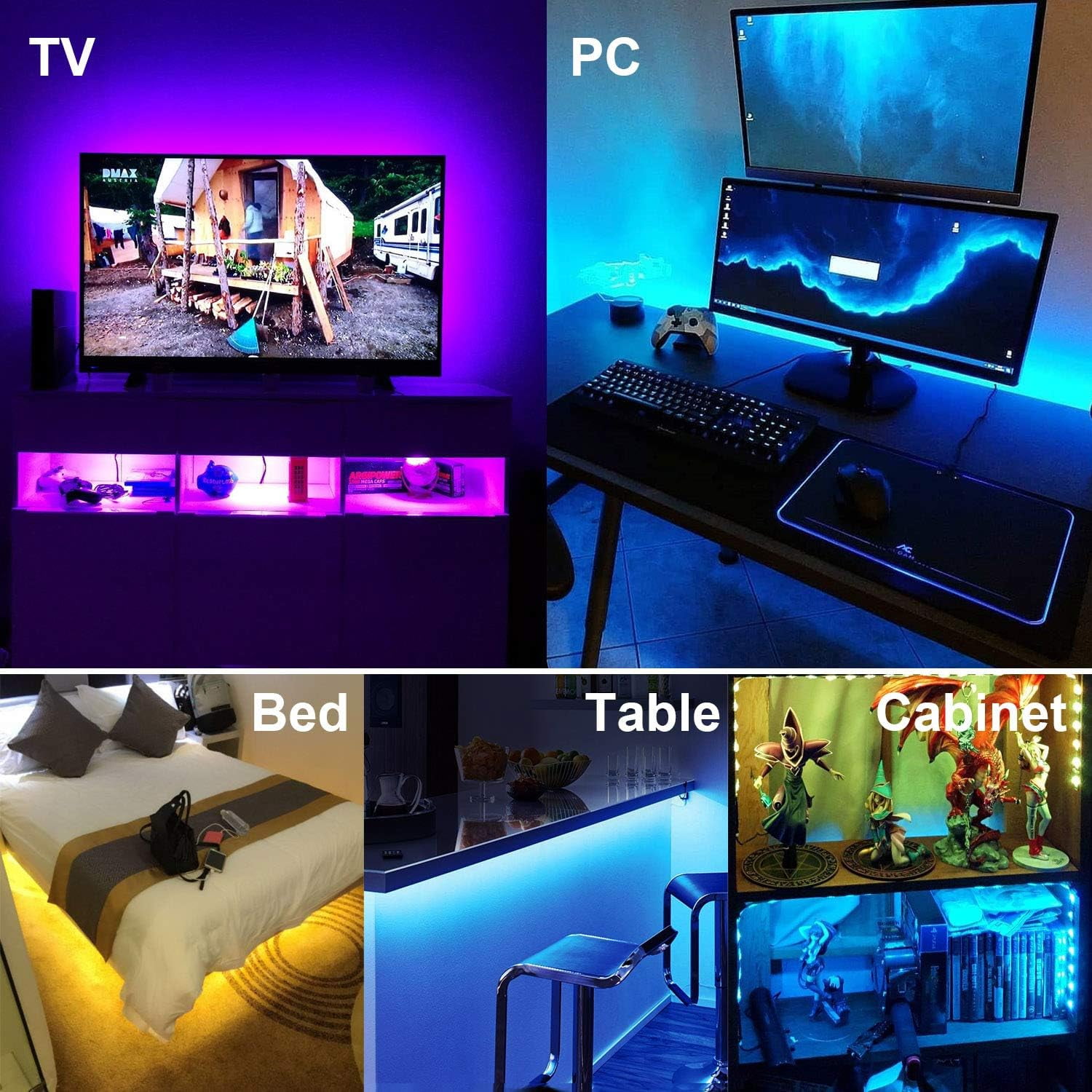 Maylit 14.3ft TV LED Backlight for 65-75 Inch TVs USB Powered RGB Strip Lights with Remote 4 Pack for Room Decor