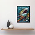 thumbnail image 2 of Shark Acrylic Painting Colourful Psychedelic Patterns Aquatic Animal Pop Art Art Print Framed Poster Wall Decor 12x16 inch, 2 of 5