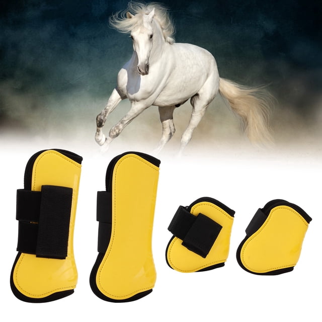 Horse Tendon Boots, Quick Release Adjustable Strong Support PU Shell Horse Tendon Boots Reduce Damage For Riding Shock Absorbing Jumping Protection