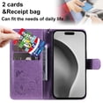 thumbnail image 6 of Allytechgroup for iPhone 16e Case with Credit Card Slot, PU Leather RFID Blocking Wallet Flip Case with Stand Wrist Strap Shockproof Protective Back Cover for iPhone 16e, Purple, 6 of 6