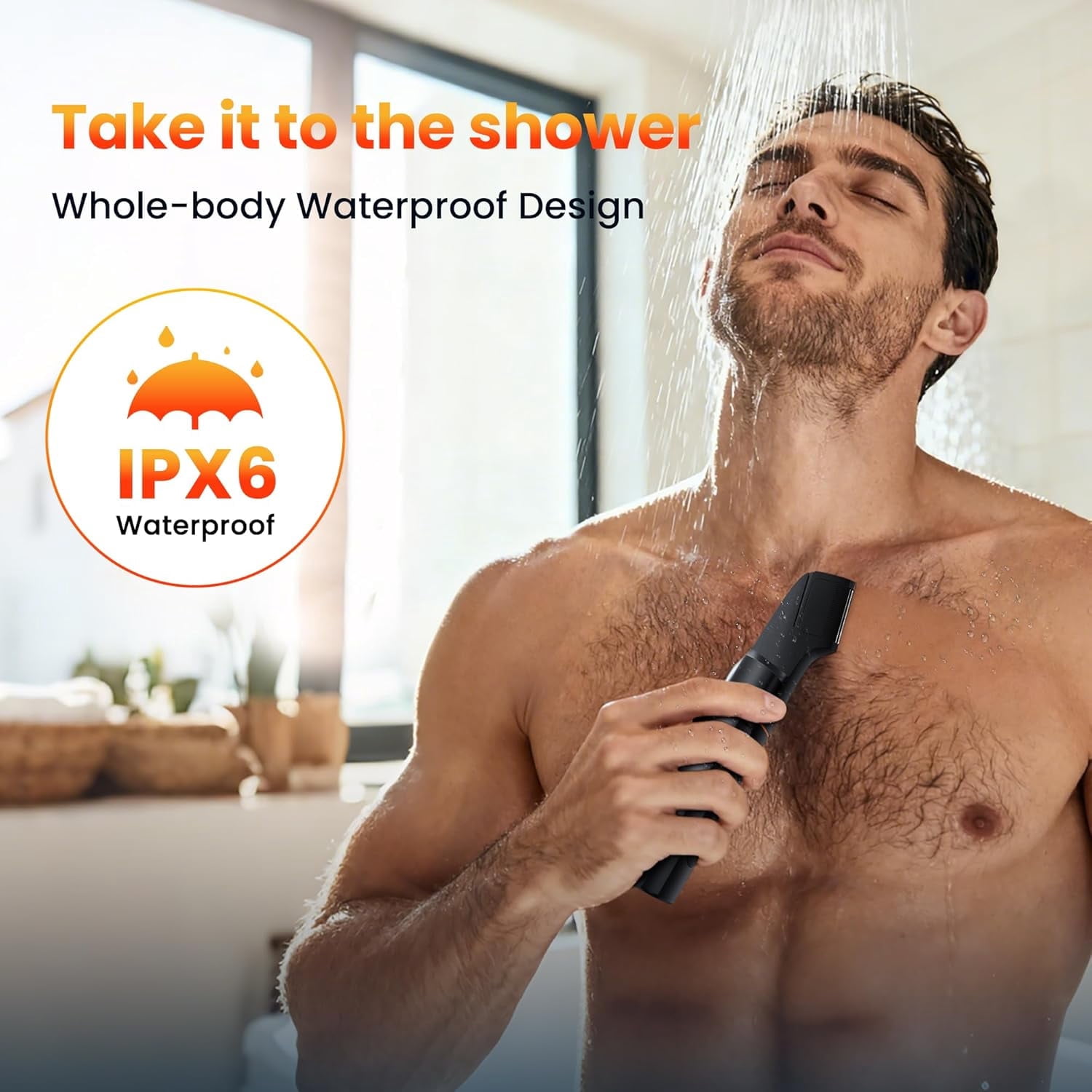 Manscape Body Hair Trimmer for Men, Waterproof Pubic, Groin & Ball Shaver, 4 in 1 V-Shaped No-Nick Mens Electric Grooming Kit with LED Display, USB Rechargeable, Adjustable Guide Comb