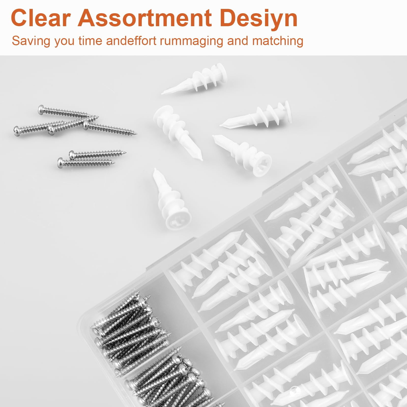 160pcs #8 Self Drilling Drywall Anchors, Premium Wall Anchors, Drywall Anchors and Screws Kit, 70lb Hanging and Mounting, 80 Self-Tapping/Threaded Plastic Sheetrock Anchors, 80#8x1-1/4 Screws