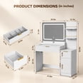thumbnail image 4 of 42" Makeup Vanity Desk with Selfie Mirror & Lights, Smart RGB Drawer & Velvet Dividers, Glass Top, APP & Remote, Music Sync Lights & Timer, Metal Guard Shelves, Flexible Cabinet, Outlet for Bedroom, 4 of 9