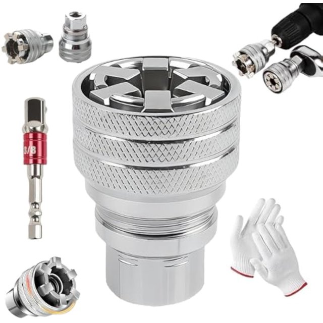 Unassumins Multi-function Universal Socket Wrench Tool - Universal Maintenance Tool, 10-19mm Universal Adjustable Socket Wrench, for 3/8" Drive Ratchet Torque Wrench And Power Drill (1pc*B)