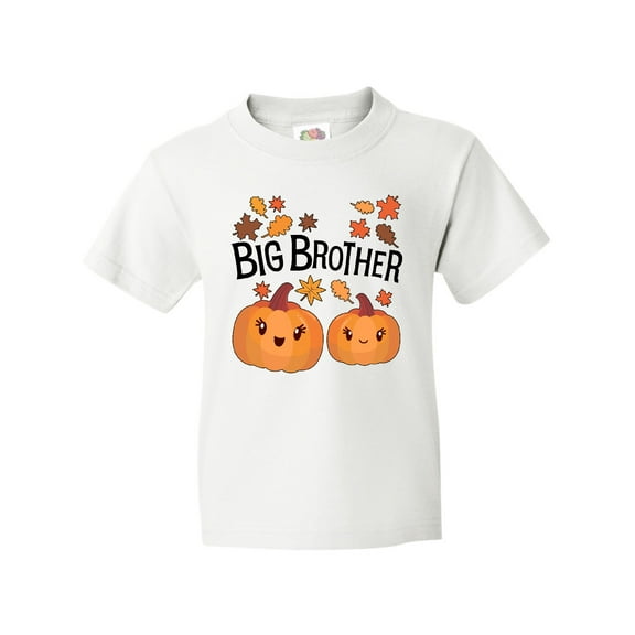 Inktastic Big Brother Pumpkins with Fall Leaves Youth T-Shirt