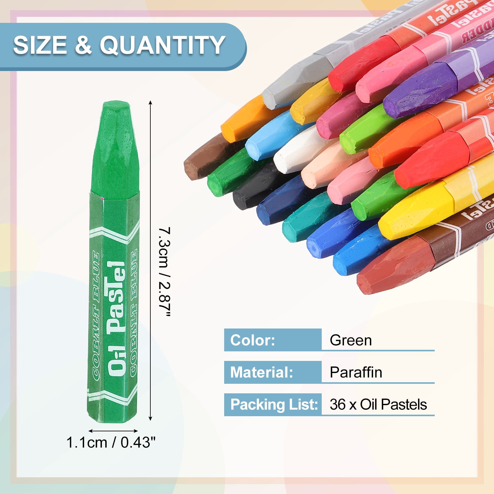 Uxcell Green Oil Pastels, 36Pcs Soft Oil Crayons Vibrant and Creamy Pastels Stick Art Supplies for Art Painting Drawing Blending Graffiti for Artists Beginners