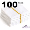 thumbnail image 4 of Bulk Economy Wholesale Terry Bar Mops Towels (100 Towels) - 15" x 18" Commercial Grade 100% Cotton - Bleach Resistant - (High Density 28 oz/Dozen) - White with Yellow Stripe, 4 of 4