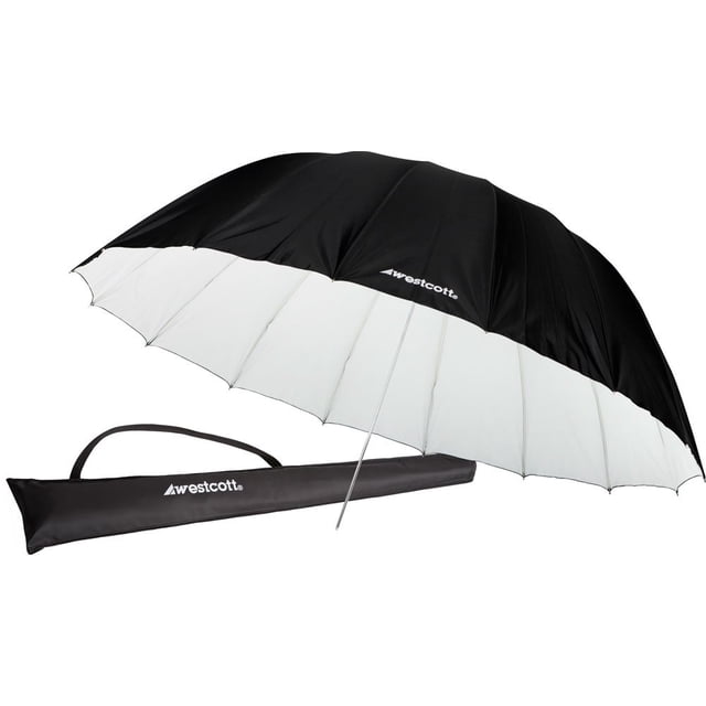 Paraguas parabólico Westcott 4634 de 2,13 m, color blanco con cubierta negra