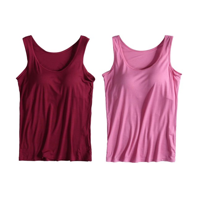 Camisole en Coton pour Femmes, Camisole Ajustable avec Soutien-Gorge Intégré, Tricot Extensible