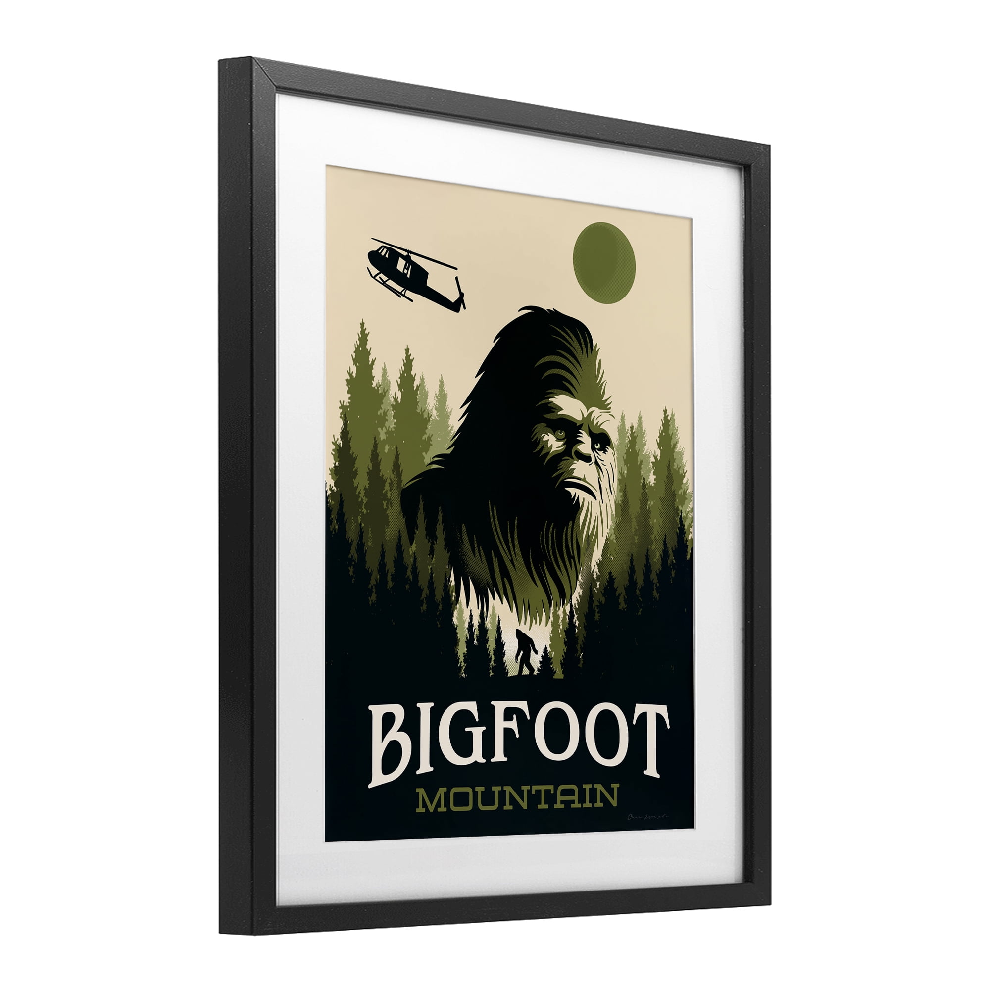 Stupell Industries Bigfoot Mountain Forest Black Framed Print Under Glass, design by Omar Escalante