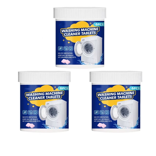 Washing Machine Cleaner Tablets, 3 Count Effervescent Deep Clean for Front Load Top Load and HE Washers, Removes Stains Dirt Odor and Residue, Easy to Use No Scrubbing, S