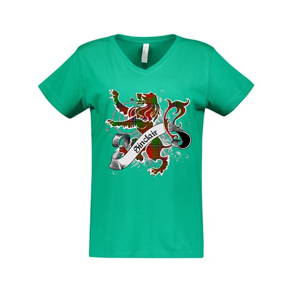 Inktastic Sinclair Tartan Lion Women's V-Neck T-Shirt