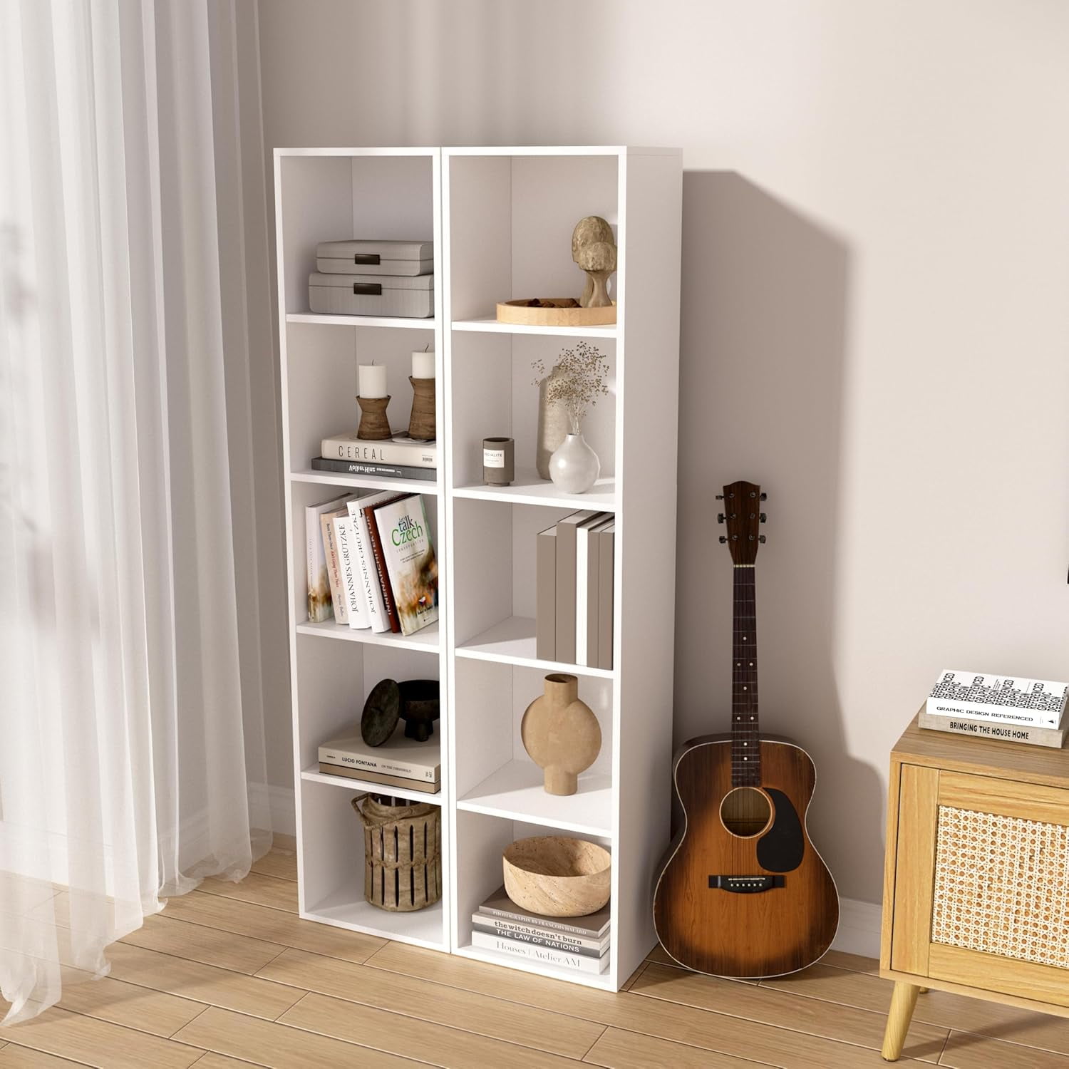 5 Cube Open Shelf Bookcase, Storage Organizer Shelves for Bedroom Closet, Space Saving 6 Layer Bookshelf, Compact Bookcase Unit Ideal for Small Spaces, 11.81*9.25*52.05 in