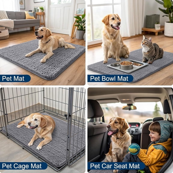 Door Mat for Muddy Paws 48x30, Absorbs Moisture and Dirt Doormat, Non-Slip Washable Quick Dry Chenille Front Door Mat Indoor Entrance, Entryway Carpet for Inside Floor