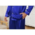 thumbnail image 5 of Vulcanodon Mens Silk Pajamas Set, Long Sleeve Satin Pajamas for Men Sleepwear Button Down Pjs Set Two-piece?Royal Blue, X-Large?, 5 of 6