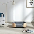 thumbnail image 4 of Scandinavian style Elevated Dog Bed Pet Sofa With Solid Wood legs and Bent Wood Back, Velvet Cushion,Small Size, 4 of 9