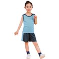 thumbnail image 2 of MHZLDYZ Boys Short Sets Toddler Boys Girls Sleeveless Fashion Patchwork Color Breathable Mesh Cool Tops Shorts 2Pcs Sports Outfits Clothes Set 3T Shorts Boys Boys' Clothing Sets(Light Blue,100), 2 of 5