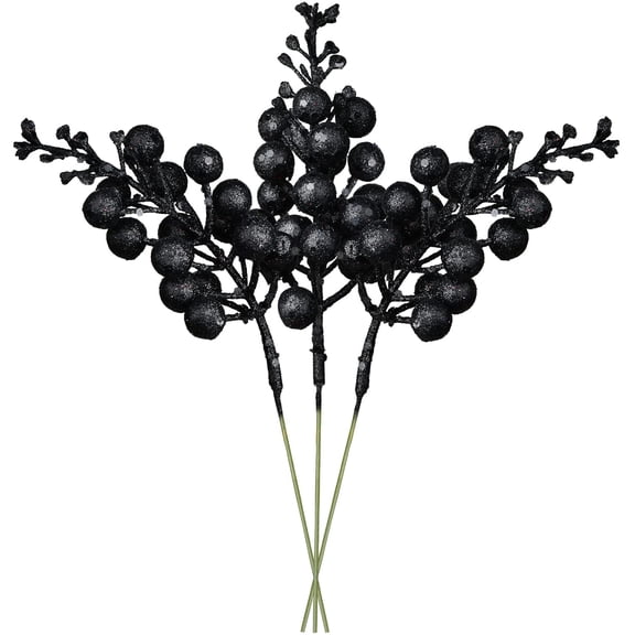 16pcs Christmas Glitter Berries Stems, 7.8" Artificial Christmas Picks for Christmas Tree Ornaments, DIY Xmas Wreath, Crafts, Holiday and Home Decor (Red) A