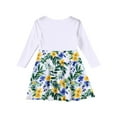 thumbnail image 4 of Abcomgle Girls Beach Dress Casual A-Line Long Sleeve Girls T-Shirt Dresses Floral Print Crew Neck Girls Skater Dress Swing Skirt for 4-14t Kids 5-6 Years,White, 4 of 5