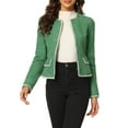 thumbnail image 1 of BLAZER CORTO DE OFICINA ABIERTO DE TWEED A CUADROS PARA MUJERES INSPIRE CHIC S VERDE, 1 of 6