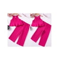 thumbnail image 2 of BemeyourBBs Little Girl Pants Set Solid Sleeveless Ruffle Cami Tops Wide Leg Pants, 2 of 5