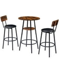 thumbnail image 6 of Bar Table and Chairs Set,Round Bar Table with 2 Bar Stools, Small 2-Tier Round Bistro Pub Dining Table, PU Upholstered Stools, 23.62'' W x 23.62'' D x 35.43'' H, Rustic Brown, 6 of 6