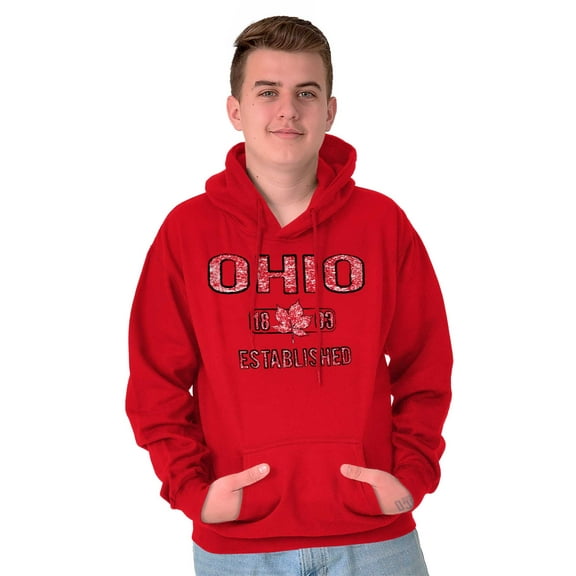 Ohio Vintage Buckeye Leaf Stencil OH Hoodie Sweatshirt Women Men Brisco Brands S