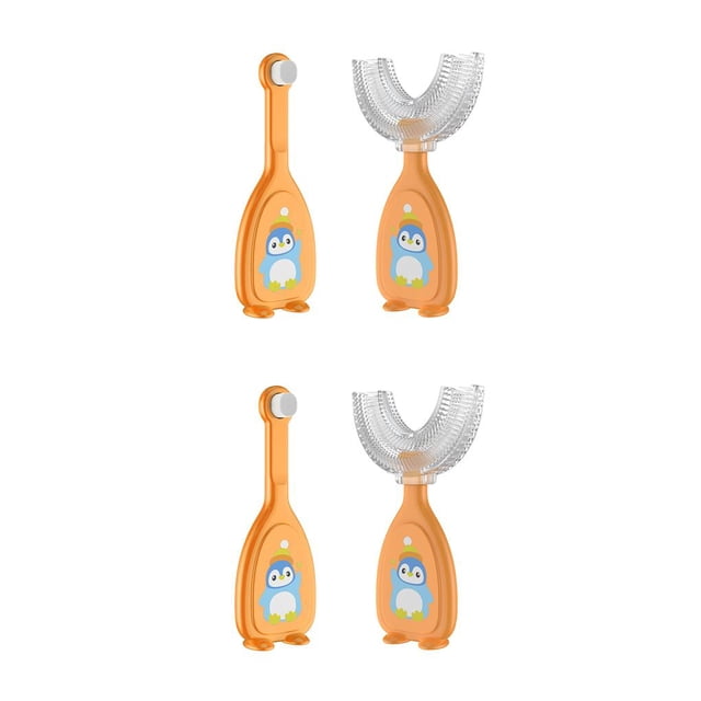 Qarigey 2 uds cepillo de de bebé de dibujos animados mordedor portátil de silicona cepillo de infantil con mango desmontable hogar niños naranja grande 2Conjunto