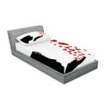 thumbnail image 2 of Ambesonne Kiss Fitted Sheet & Pillow Sham Set, Girl Silhouette, Twin, Black White Red, 2 of 2