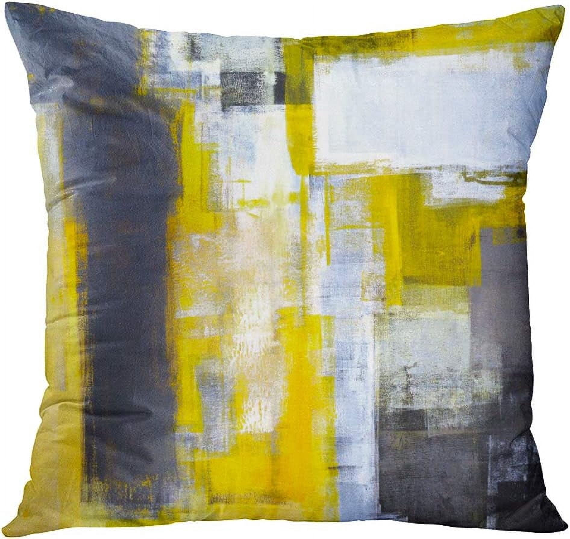 Home Decor Throw Pillow Covers Set of 4 16x16 Inch Grey and Yellow Cushion Cases for Living Room Sofa Decor Perfect for Adding a Pop of Color and Texture to Any Space