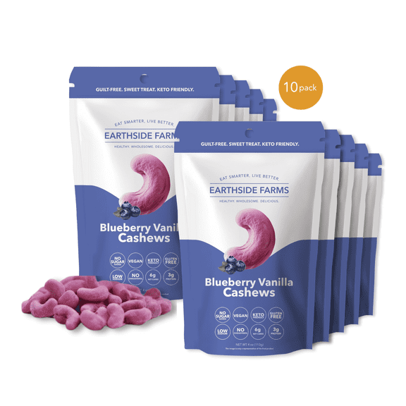 Earthside Farms Blueberry Vanilla Cashews 4 oz- Pack of 10