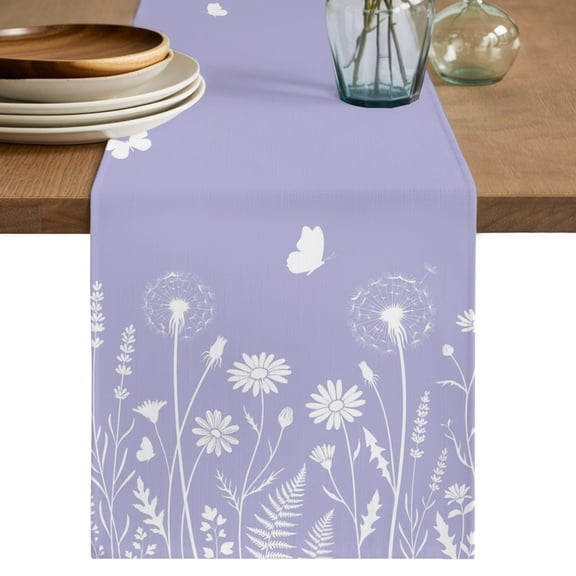 Table Runners 90 Inches Long Dress Scarves, Purple Wildflowers Farmhouse Coffee/Dining/Kitchen Table Decor Table Runner for Living Room, Farmhouse Summer Floral 13x90 Inch