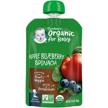 Gerber 2nd Foods  for Baby Baby Food, Apple Blueberry Spinach, 3.5 oz Pouch