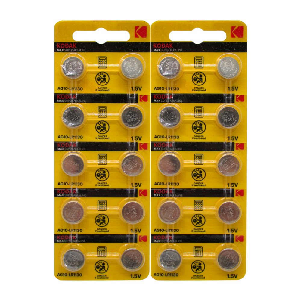 Kodak LR1130 AG10 Alkaline Button Cell Battery 20 pieces