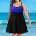 thumbnail image 2 of Plus Size Two Piece Swimsuits for Women Tankini Bathing Suits V Neck Ruched Swim Dress with Shorts, 2 of 8