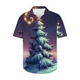 thumbnail image 3 of JURANMO Vacation Deals Mens Christmas Tree Shirts Casual Button Down Hawaiian Shirts Xmas Funny Short Sleeve Tops Tropical Vacation Holiday Beach Shirt Blue L, 3 of 6