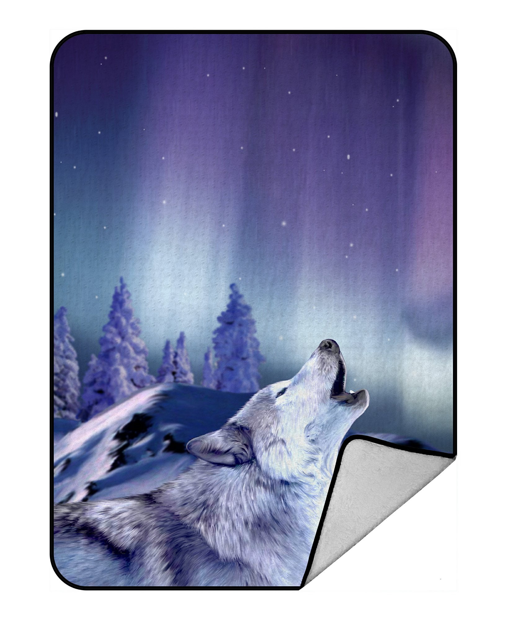 PHFZK Animal Blanket, Wolf Howling in Forest Fleece Blanket Crystal