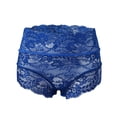thumbnail image 4 of Gibobby Pantys para Mujer Bragas malla encaje Floral Sexy para mujer, bragas cintura alta, ropa interior ahuecada, ropa interior transparente talla grande（Azul， L), 4 of 5