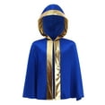 thumbnail image 3 of Haitryli Kids Boys Boxing Training Outfit Open Front Cloak With Print Shorts Kickboxing Competition Blue Gold Black 6, 3 of 7