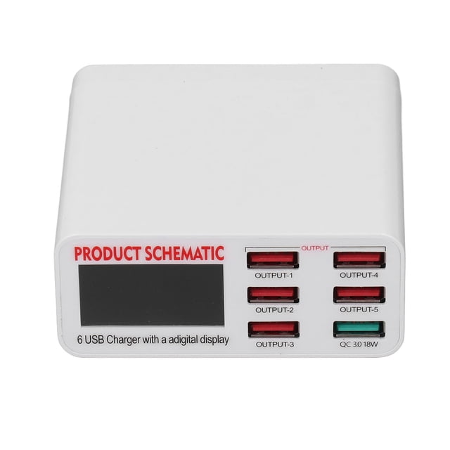 Bloque de cargador USB, 6 puertos de salida USB Cargador inteligente USB Bloque de cargador de teléfono USB Tecnología de vanguardia