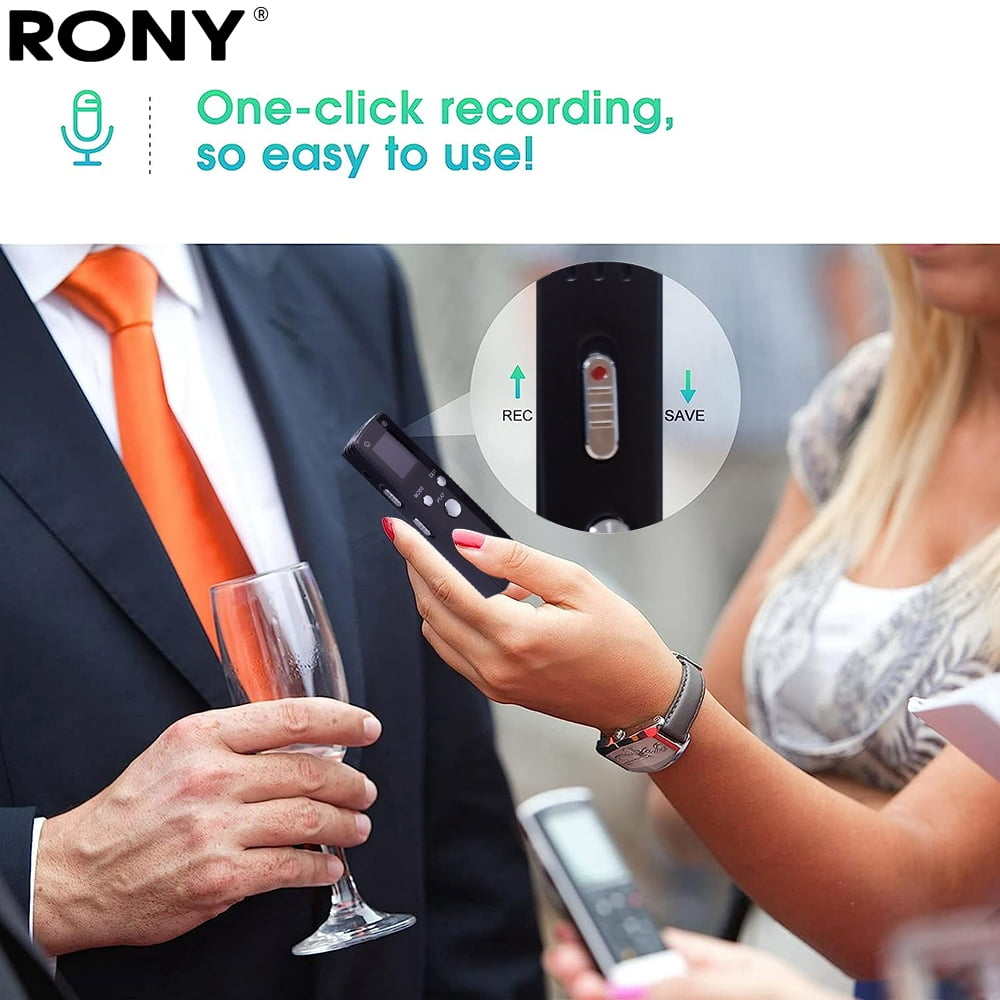RONY 32GB Digital Voice Recorder - Portable Voice Activated Recorder with Password Noise Reduction A-B Repeat Playback MP3 Player for Meeting Interview Lecture