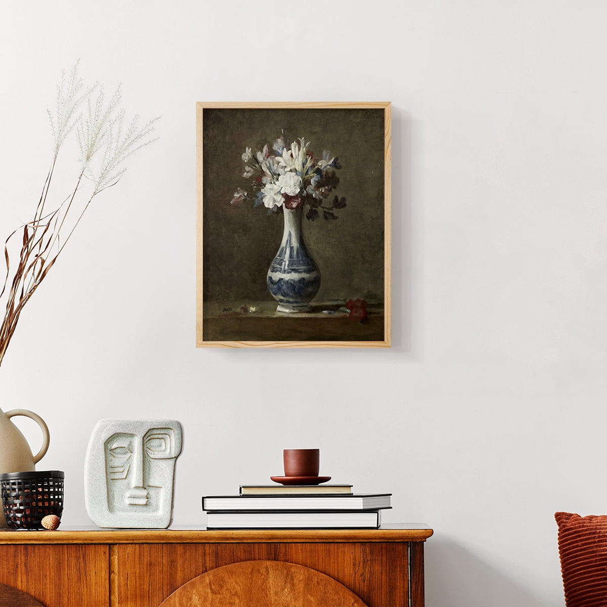 Vintage Floral Print LIV - 14in. x 11in. Vintage Framed Print in Natural Wood Frame
