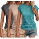thumbnail image 1 of Camiseta Zeagoo para mujer, manga corta, fruncida, cuello redondo, paquete de 3, 1 of 6