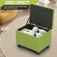 thumbnail image 3 of OSM 24 Inch Modern Storage Ottoman Bench, 40L Inner Space Linen Foot Stool for Bedroom, Upholstered Padded Rectangular Fabric Tufted Bench Footrest with Wood Legs with 600 Lbs Capacity, Green, 3 of 7